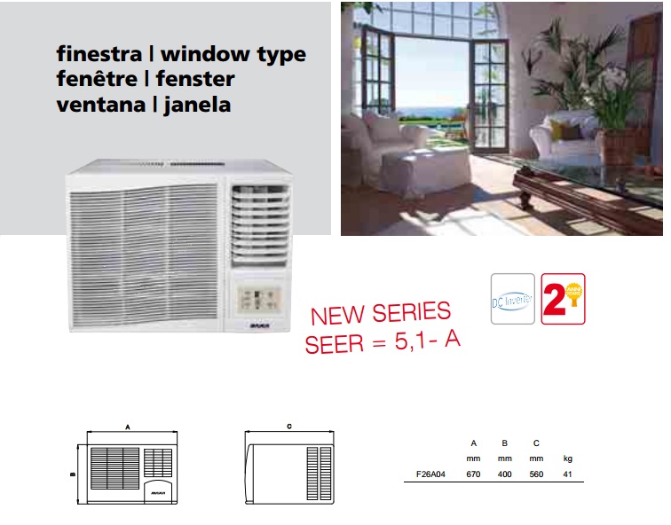 více o produktu - Okenní klimatizace F26A04, Inverter, 2,7 kw, R32, Maxa